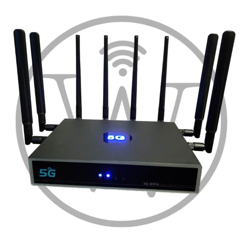 5G Router Image with WiFi Delivered Logo in the background.